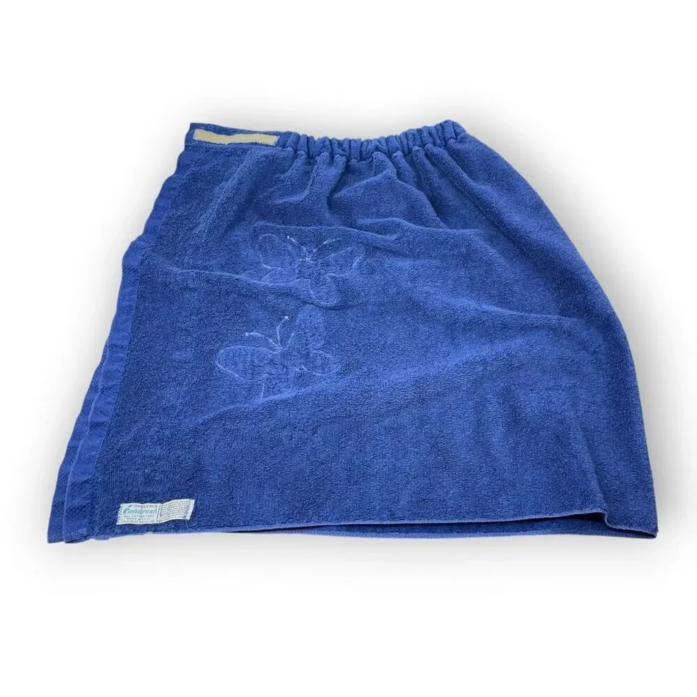 Vintage Fieldcrest Body Wrap Around Towel Cover Up Terry Cloth USA Made Blue